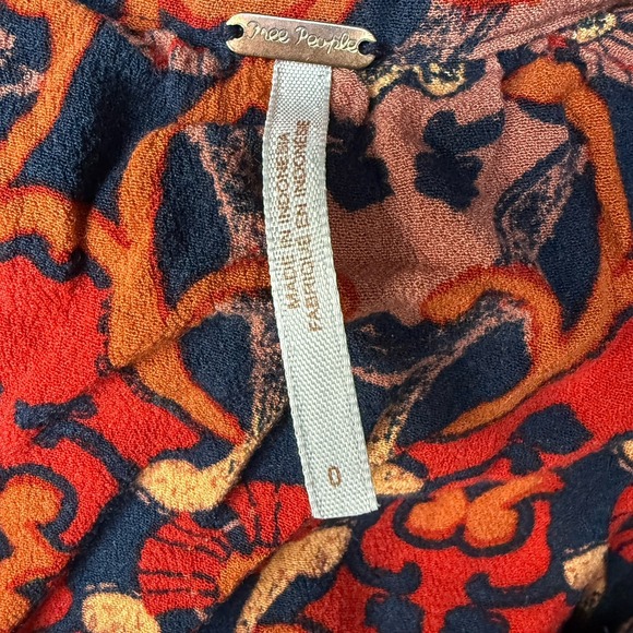 Free People Mini Dress Paisley Retro Print 60s Vibes Size 0 / XS Festival Summer - Picture 8 of 10